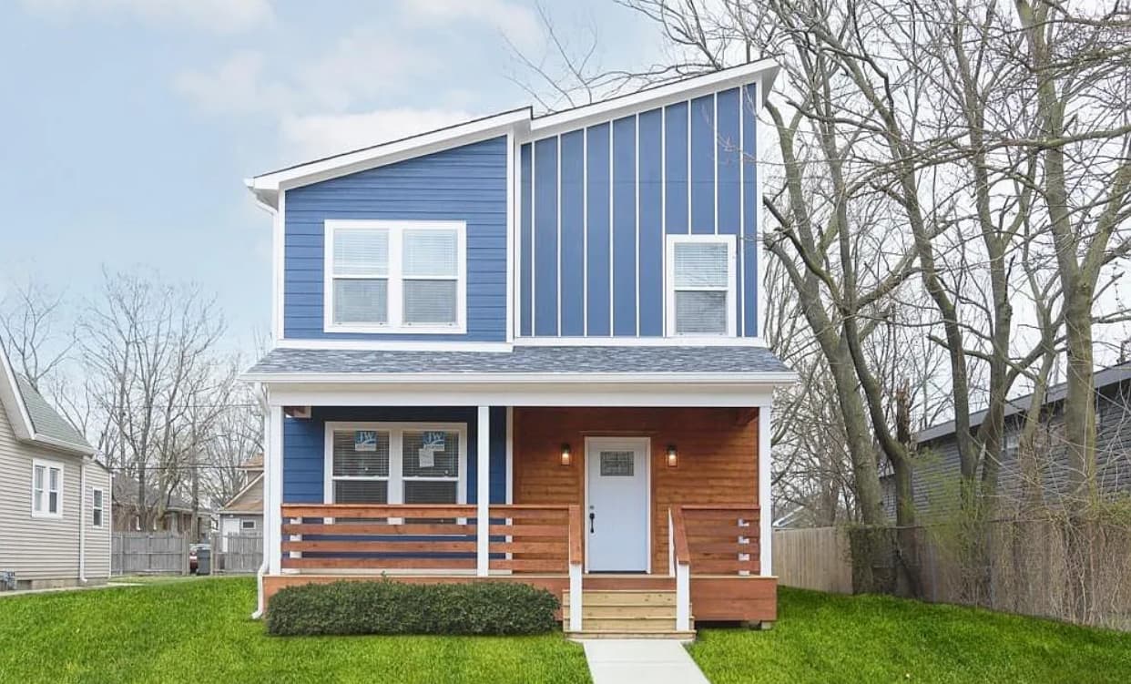Modern home with cedar porch